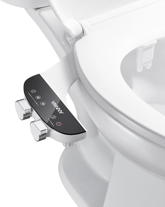 Bidet Attachment for Toilet Seat Non-Electric Bidet Hot and Cold Water Bidet Attachment Toilet Adjustable Water Temperature Posterior/Feminine Wash Dual Retractable Nozzle(AM-US-TT18N)