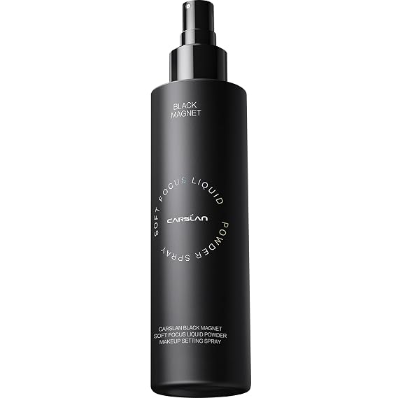 CARSLAN Black Magnet Liquid Powder Makeup Setting Spray, 16H Longlasting Oil Control Lock Face Makeup, Smudgeproof, Waterproof Finishing Spray, 100ml/3.4 Fl Oz