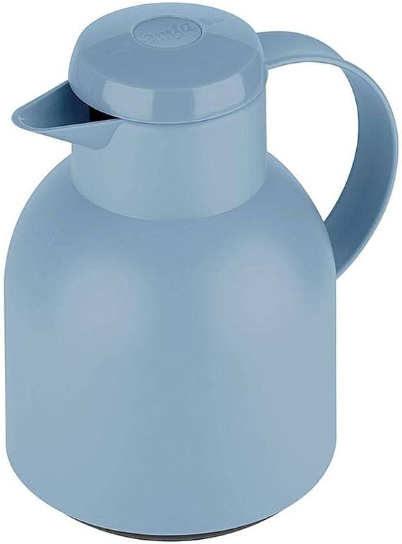 Emsa Samba F40101 Insulated Jug 1 Litre Quick Press Closure 100% Leak-Proof 12 Hours Hot 24 Hours Cold Powder Blue