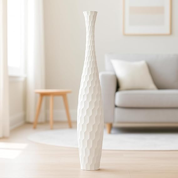 Leewadee Large Floor Vase 26 inches Mango Wood for Pampas Grass, Dried Flowers | Decor Vase for Living Rooms and Empty Corners, for Branches & Dried Grasses. Tougher than Ceramic, No Water. Boho