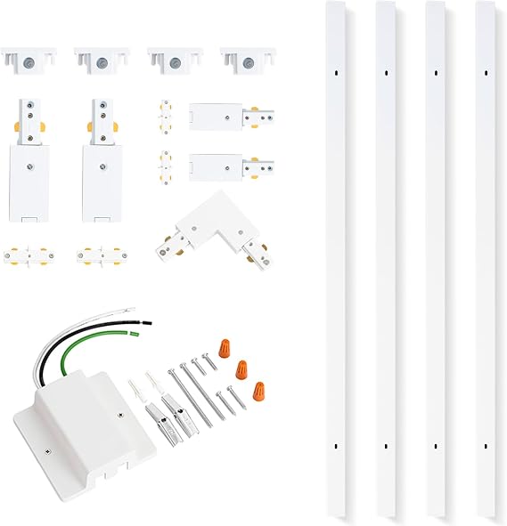 VANoopee 13FT H Track Lighting Rails with Floating Canopy Connector, White