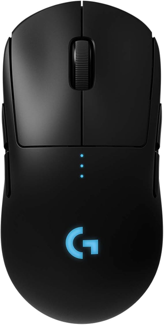 Logitech G PRO Wireless Gaming Mouse, Hero 25K Sensor, 25,600 DPI, RGB, Ultra Lightweight, 4-8 Programmable Buttons, Long Battery Life, POWERPLAY-Compatible, UK Packaging, PC/Mac - Black