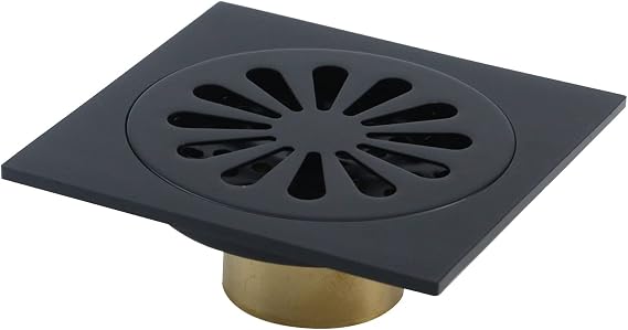 Antrader 4" Odor-Proof Copper Floor Drain w/Removable Strainer Cover,Black