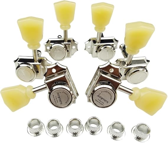 Kaynes 3x3 Guitar Lock String Tuning Pegs Nickel Silver Vintage Deluxe Style Locking Tuners Keys Machine Heads Tuners for Les Paul LP SG Style Electric or Acoustic Guitar (Nickel)