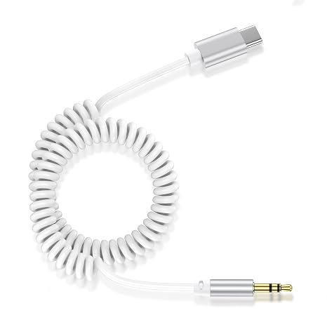 Aux Cord to iPhone 17 16, 6FT Coiled USB C to 3.5mm iPhone 16e Audio Aux Jack Cable Car Stereo Cable for iPhone 17 16 Pro Max Air 16e 16 Plus Pro 16 15 Pro/Plus, Type C to 3.5mm Headphone Jack Adapter