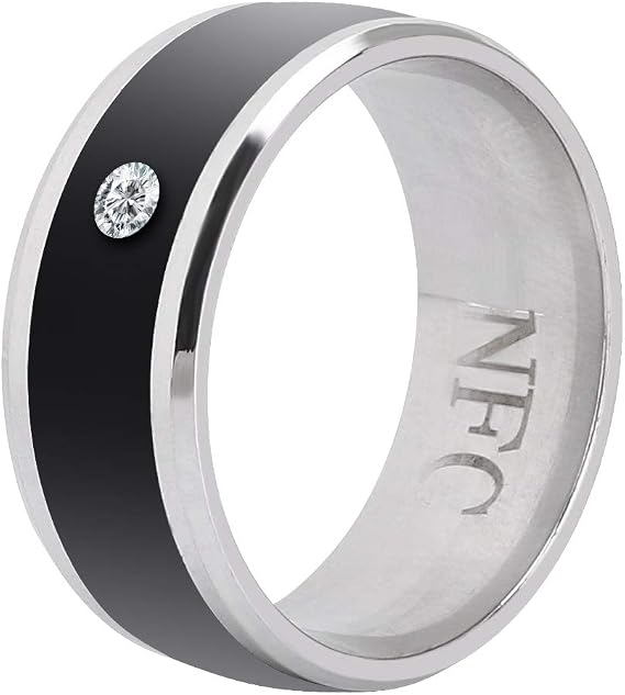 Wendry Smart Ring, No and Depth Universal Wear Smart Ring, Magic Device Universal Ring for Mobile Phone, NFC Smart Rings(size8)