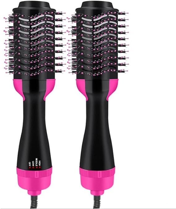 ANHMAHair Dryer Brush Blow Dryer Brush in One, Upgraded 4 in 1 Hair Dryer and Styler Volumizer with Negative Ion Anti-frizz Ceramic Titanium Barrel Hot Air Brush Hair Straightener Brush (Rose&Black)