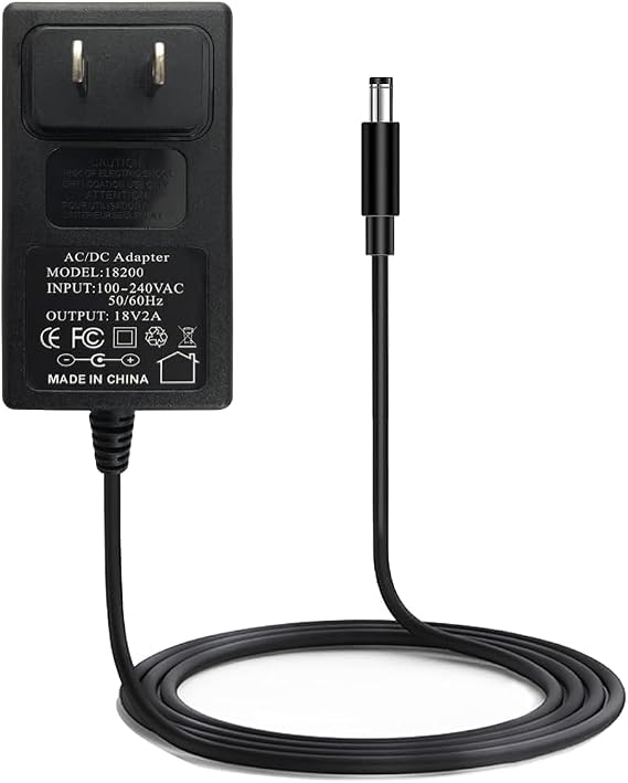 18V 2A 36W AC/DC Power Supply Adapter, Wall, Center Positive DC Plug 5.5x2.1mm 5.5mmx2.5mm Compatible for 18 Volt 1A 1.1A 1.2A 1.3A 1.4A 1.5A 1.6A 1.7A 1.8A 1.9A 2A 1000mA~2000mA Equipment (6 ft)