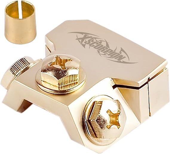 Xscorpion Battery Terminal any ga. Cable with Ring Terminal (Includes Positive to Negative Adapter) (Gold)
