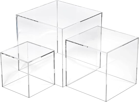 3 Pcs 3" 4" 5" Acrylic Boxes for Display, Display Stand Shelf