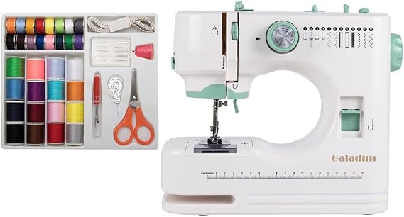Mini Sewing Machine for Beginner by Galadim (Sewing Supplies set included) - Small Sewing Machines with Two Needle Types, Two Speeds, LED Sewing Light, Foot Pedal GD-073-A6