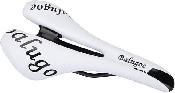 Comfortable Leather Bicycle Saddle for Mountain MTB Bike Road Bike, Ergonomic Shock Absorbing Seat with Waterproof Cycling Pad,for Men Women, Black/White