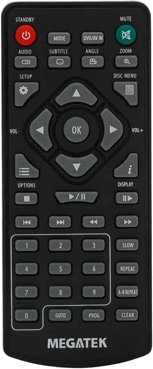 Remote Control for Megatek DP-1256 Portable DVD Player