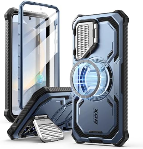i-Blason for Samsung Galaxy S25 Plus Case with Camera Cover Stand [MagSafe Compatible] [Built-in Screen Protector] Full-Body Military-Grade Protection Rugged Magnetic Phone Case for S25 Plus, Blue