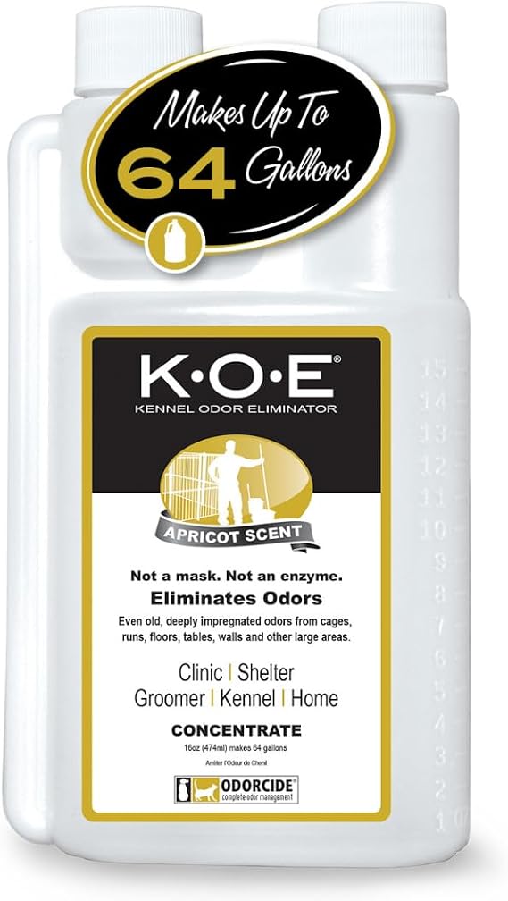 Ordorcide K.O.E. Apricot Odor Eliminator 16 oz for Strong Odor for Cages, Runs & More – Pet Odor Eliminator for Home & Kennel w/Safe, Non-Enzymatic Formula