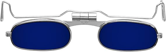 Cobalt Blue Clip-On Half-Eye Torching Safety Glasses Flip-Up Cobalt Glass Lenses - Metal Clip Frame