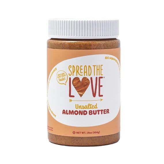 Spread The Love UNSALTED Almond Butter, 16 oz Jar, 1 Pack