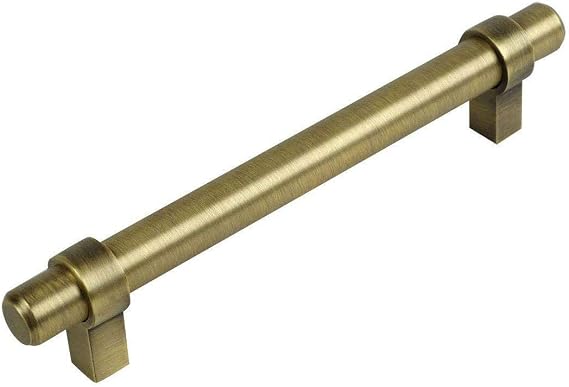 Cosmas 10 Pack 161-4BAB Brushed Antique Brass Contemporary Bar Cabinet Handle Pull - 4" Inch Hole Centers