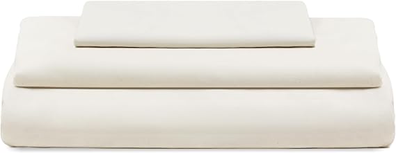 Organic Cotton Twin Sheets Set - 100% GOTS Certified Organic Cotton, 400 Thread Count, Chemical-Free, Cooling, Deep Pocket, Soft Sateen Weave, Hypoallergenic, All-Season and Breathable (Twin - Ivory)