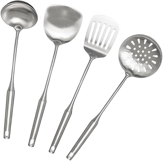 304 Stainless Steel Kitchen Utensils Set 4 Pcs Cooking Utensil, Spatula, Soup spoon, Leaking shovel, Kitchen Tools Set (4 Pieces Set)