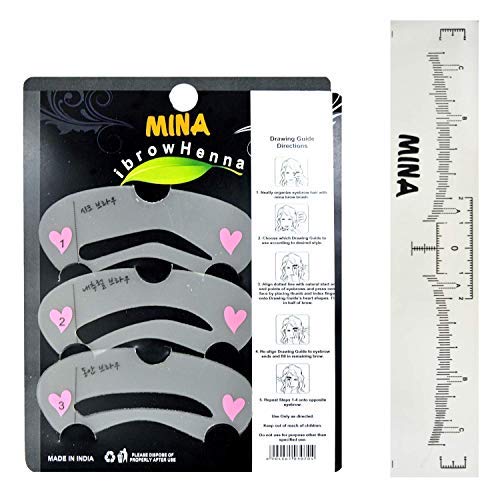 MINA ibrow ruler for micro blading, Brow hair stencil reusable Combo Pack, Eyebrow Shaper Kit, Reusable Eyebrow Template for women, perfect Grooming Make Up Kit Pack of 2