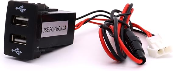 MOTONG Dual USB Socket for Honda - 2.1A Dual USB Type A Socket Port for Honda(37 * 24mm)