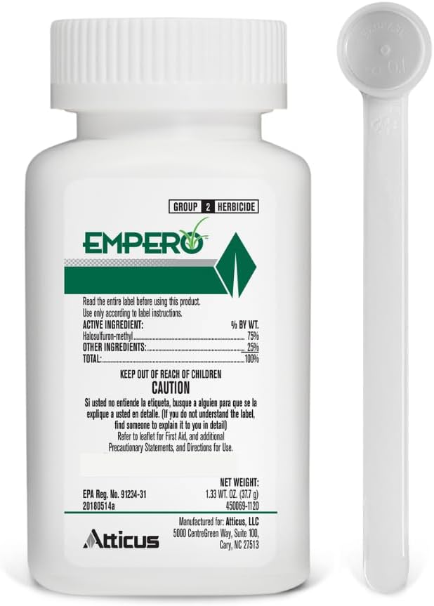 Atticus Empero Nutsedge Killer 1.33 oz Halosulfuron-Methyl 75% Turf Herbicide - Kills Nut Grass in Established Lawns, Ornamental Turfgrass, Landscape Areas