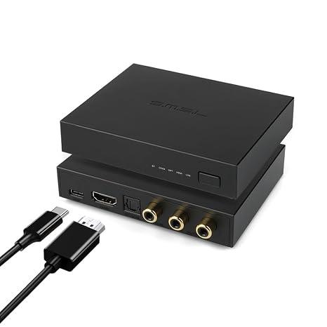 SMSL PS100 Digital to Analog Audio Converter, USB/Optical/Coaxial/HDMI ARC to Stereo L/R RCA Output DDC Digital Toslink SPDIF 192kHz DAC Converter for PS5/HDTV/DVD/Blu-Ray Players/Home Cinema Systems