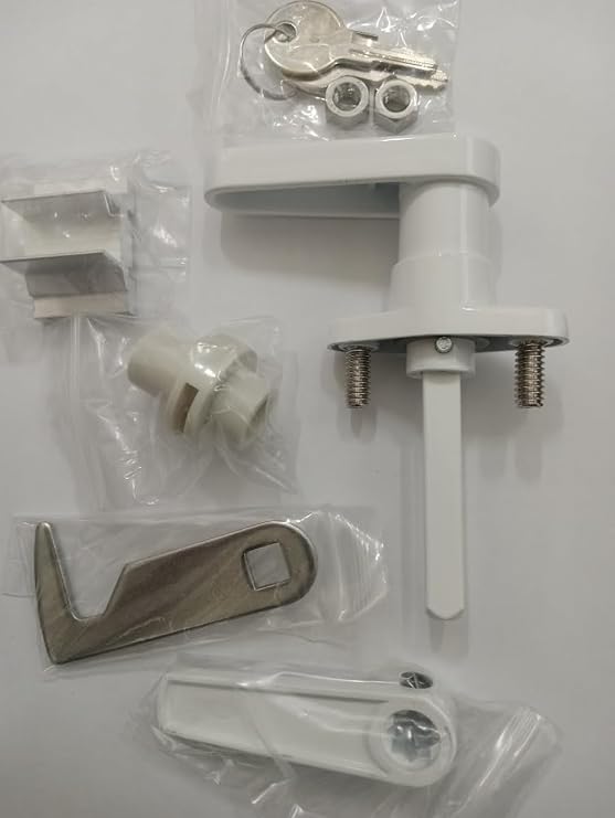 ABA L-Handle HT Shutter Lock Kit Keyed 2" stem, White