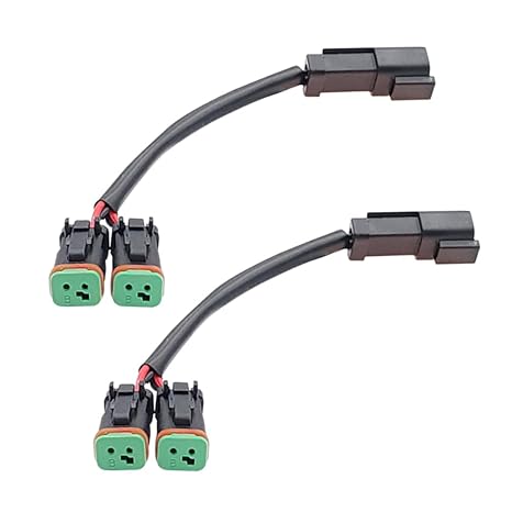 Deutsch DT DTM DTP 10-inch Female Connector Adapters Plug & Play Splitters Compatible for LED Work Chandelier Light Retrofit Connectors Wiring Harness (2 in1_Short, 2sets)
