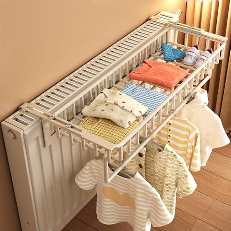 Home Radiator Clothes Drying Rack,Over Radiator Shelf,Radiator Airer Metal,with Adjustable Telescopic Arms,Strong Load Bearing Towel Rail No Drill InstallationWhite,50cm19.6in