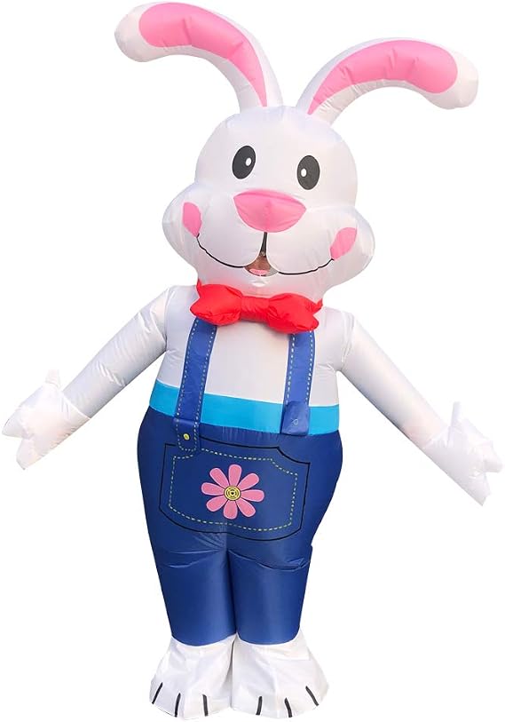 ZISUEX Easter Bunny Costume Easter Custom Rabbit Inflatable Costume Easter Blow Up Suit Rabbit Costume for Adults