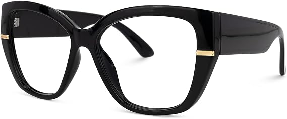 VOOGLAM Oversized Blue Light Blocking Glasses, Cat Eye Fashion Glasses Frame for Women Anti Eyestrain & UV Gustavo