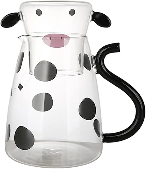 Cow Clear Glass Bedside Night Water Carafe with Tumbler