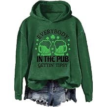 Akivide Oversized St Patricks Day Hoodie for Women Shamrock Green Pullover Hooded Sweatshirt Shirt