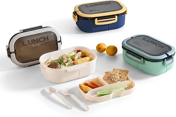Jouis Beslenme Kutusu 1200 ml 2 Katlı 6 Bölmeli BPA'sız PP Plastik Sefer Tası ve Beslenme Çantası - Lunch Box, ÇATAL KAŞIK ve BIÇAK Dahil Okul Beslenme (Yeşil)