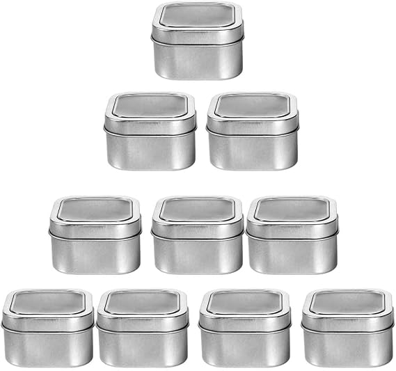 15-Pack Square Metal Tins with Window Lids,4 oz Tins for Candle Making