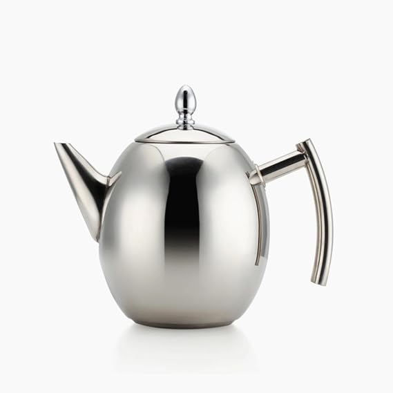 Tea Kettle Teapot Set with Infuser Filter and Lid,Large Capacity 1 L/34 oz Stainless Steel Diffuser Pot for Loose Tea, Green Tea, Coffee (Silver)