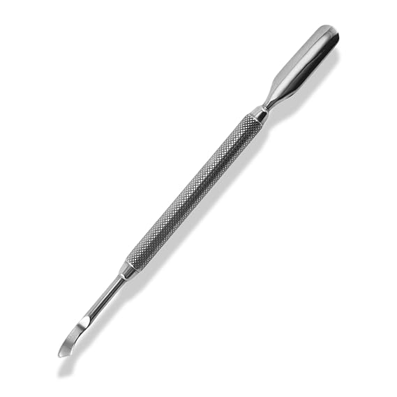 Cuticle Pusher Dual-end Dead Skin Nail Pusher Nail Dirt Cleaner Tool Gel Polish Remover Tool, 420 Stainless Steel, No.04 Silver
