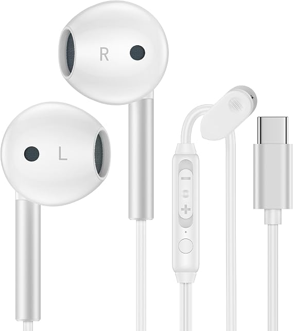 Samsung USB C Headphones Wired Earphones for Galaxy S26 S25 Ultra FE S25+ | USB Type C Earbuds with Microphone for Galaxy S24 FE S23 S22 S21 A17 A16 A54 A15, iPhone 17 16e 16 15 Pro Max iPad Pixel 10a