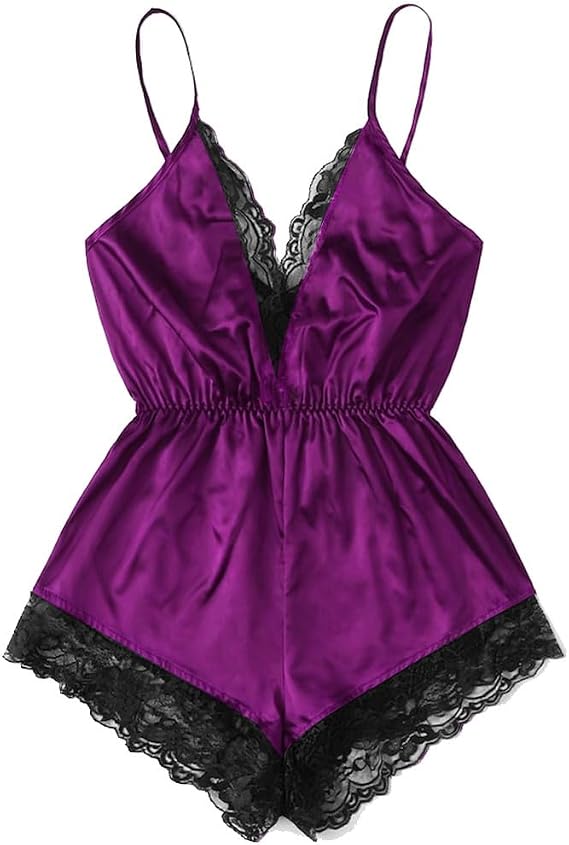 Sleepwear Lingerie Sexy Splice Bodydoll Lace Fashion Bodysuit Girl V-Neck Women Plus Size Body Stockings for