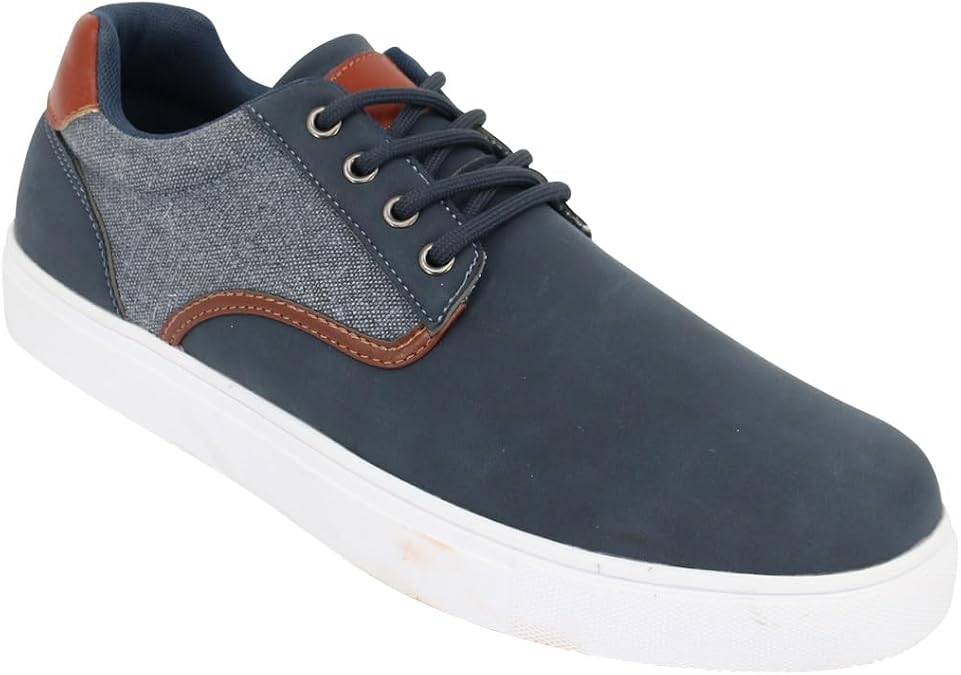 Pegasus Men's Wide Fit Lace Trainers, Smart-Casual Shoes with Canvas Trim