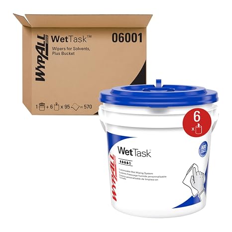 Kimberly-Clark 06001 White KIMTECH WETTASK Wipers for Solvents, 12" W x 12.5" L (Pack of 6)