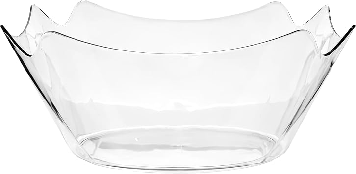 Elegant Crystalware Clear Plastic Flower Bowl (8'') 1 Count - Decorative Bowl for Weddings, Parties, and Home Decor