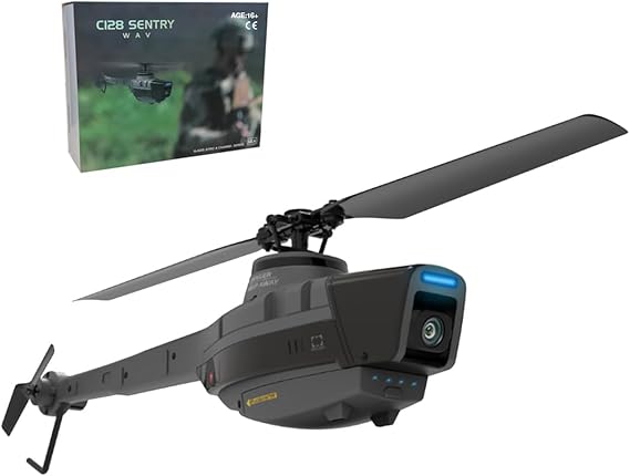 2.4G RC 4CH Aerial Vehicle Reconnaissance Military Aircraft Helicopter Model, Simulated Military Aircraft with Camera, Outdoor Indoor RC Toys Gift (RTF Version)