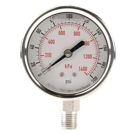 Pressure Gauge, Liquid Filled, 2-1/2 in