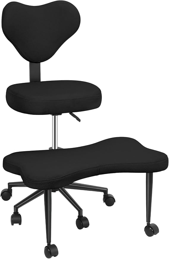 Yoga Chair, Meditation Desk Chair, Cross Legged Ergonomic Chair, Criss Cross Office Chair, Adjustable Kneeling Seat, Lumbar Support Home Office Chair, Faux Leather Sitting Stool, Swivel Posture Chair