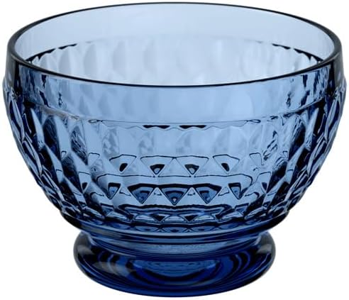 Villeroy & Boch Boston Coloured Dessert Bowl, 430 ml, Crystal Glass, Transparent/Blue