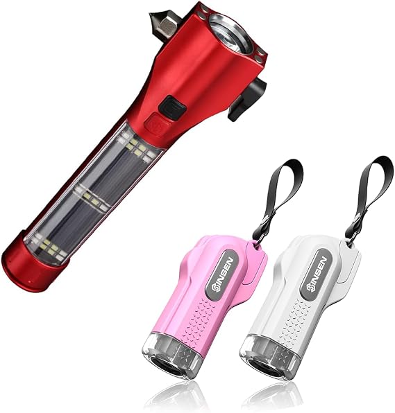 SINSEN Emergency Flashlight for Car with Glass Breaker and Seat Belt Cutter