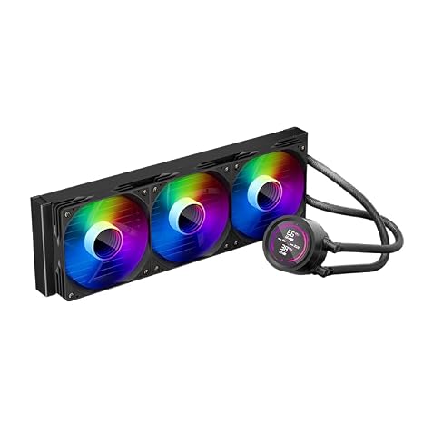 1ST PLAYER TS4 AIO Liquid CPU Cooler With Temperature Display,800-1800 RPM ARGB PWM Fans,For LGA 1851/1700/1200/115X,For AM5/AM4 (360BK)